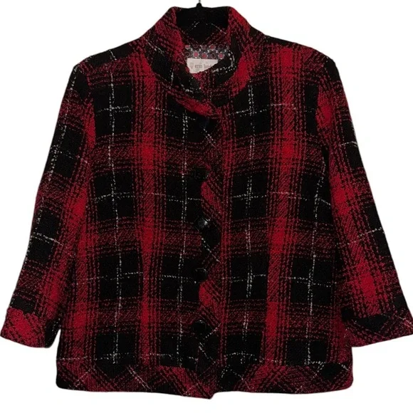Vintage Erin London Plaid Tweed Blazer - Size Large - Picture 3 of 6